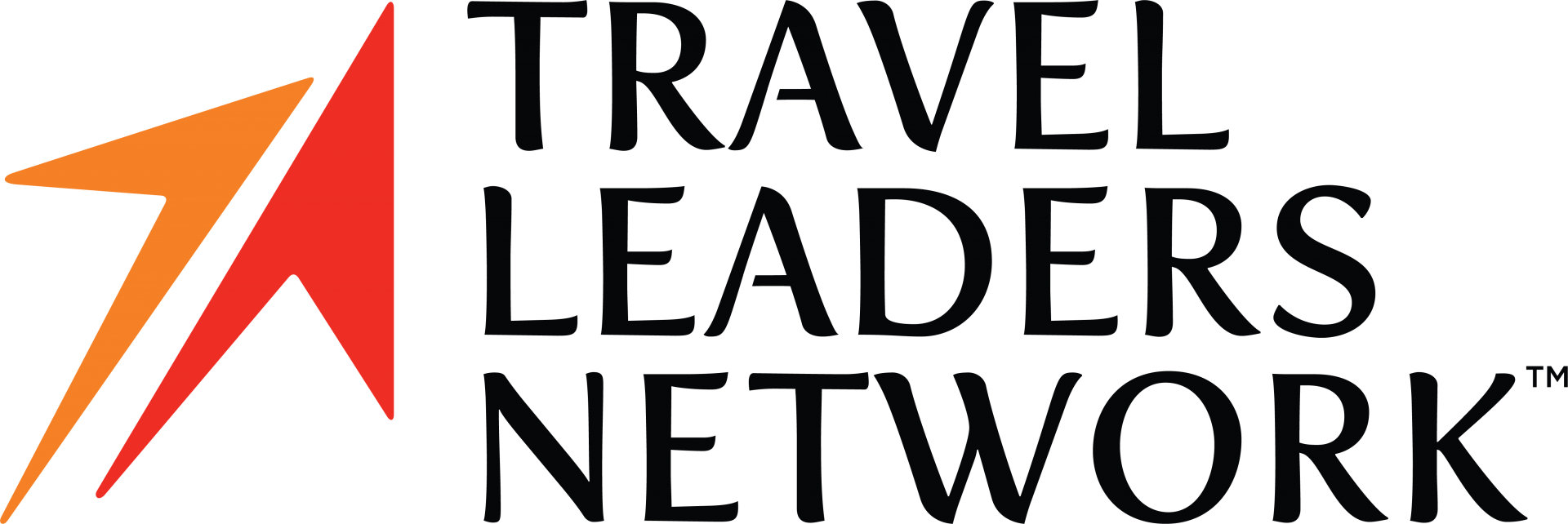 Travel Leaders Network logo with an orange and red stylized arrow on the left, the company name in black text on the right, highlighting awards & accreditations for Magical Spain, Portugal & Morocco.